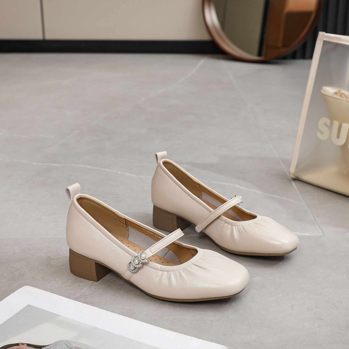 Women's Authentic Mary Jane Spring Short Chunky Square Women's Casual Shoes