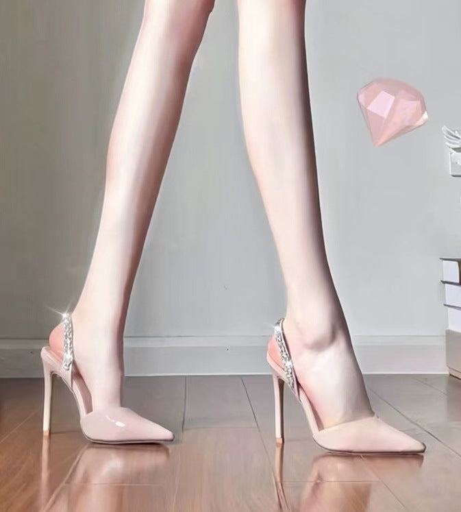 Stiletto High Closed Toe Rhinestone Paint Sandals