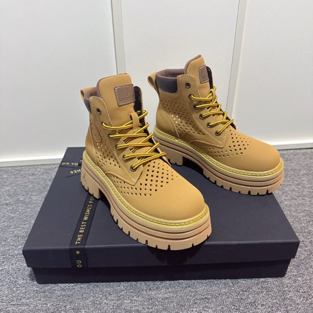 Women's Worker Autumn Martin Outdoor Hiking Platform Women's Leather Boots