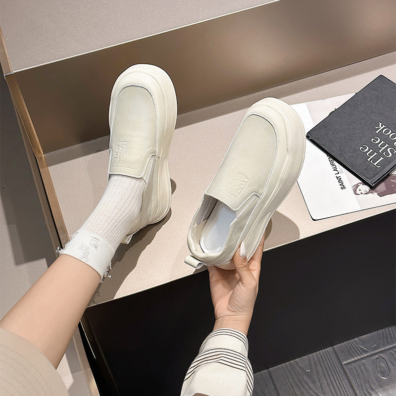 Women's Genuine Retro Platform British Versatile Flat Slip-on Women's Casual Shoes