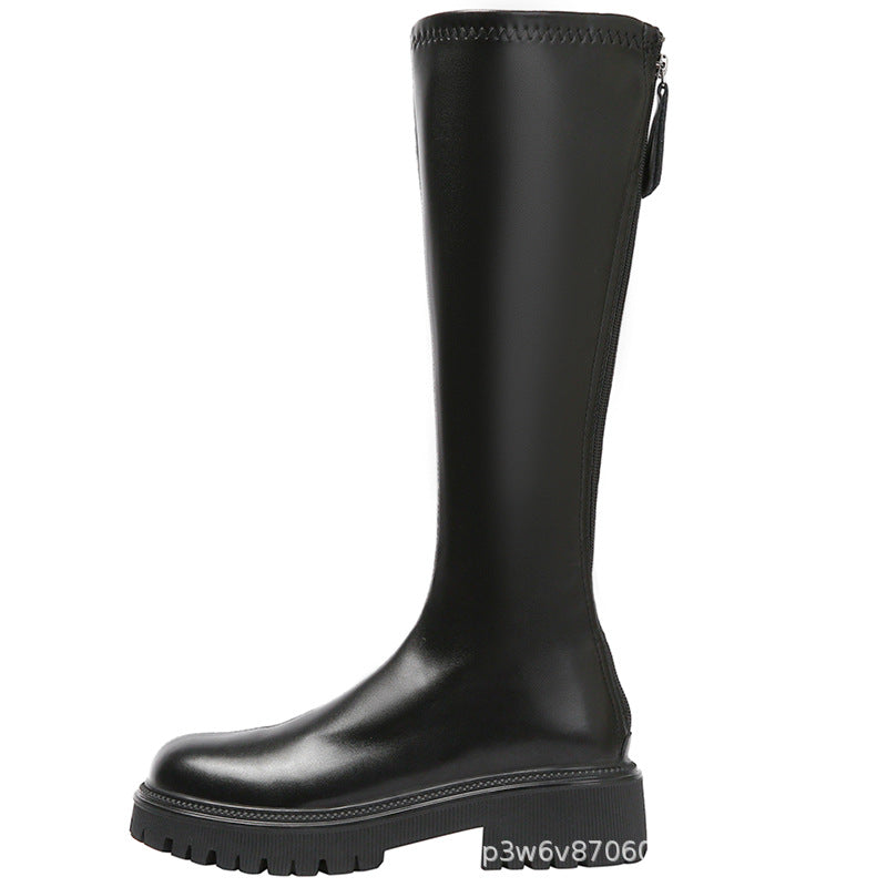 Women's Height Increasing Insole Chunky High Elastic Boots