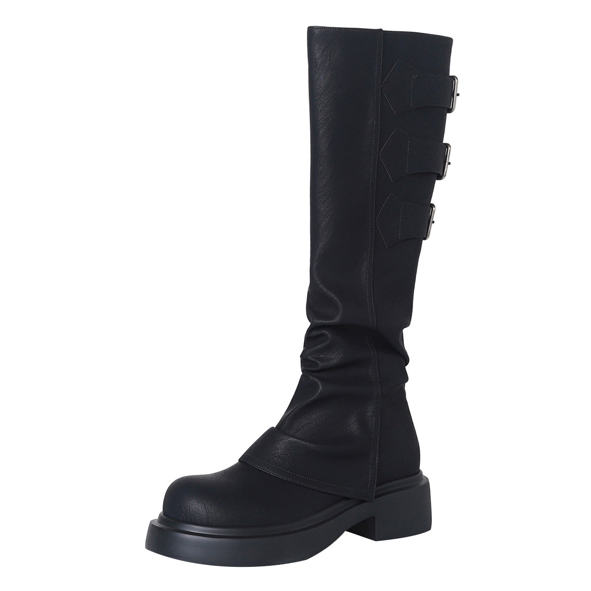 Women's Pipe Pleated Below The Knee Knight Boots