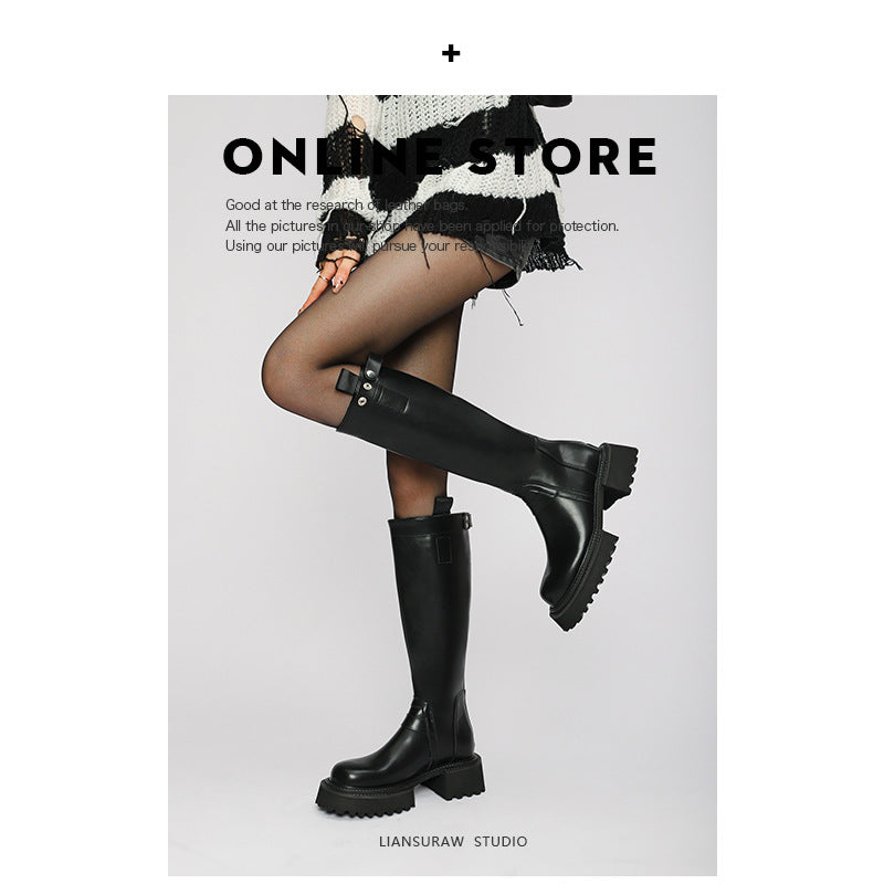 Women's Raise The Bottom Back Zipper Knight Below Boots