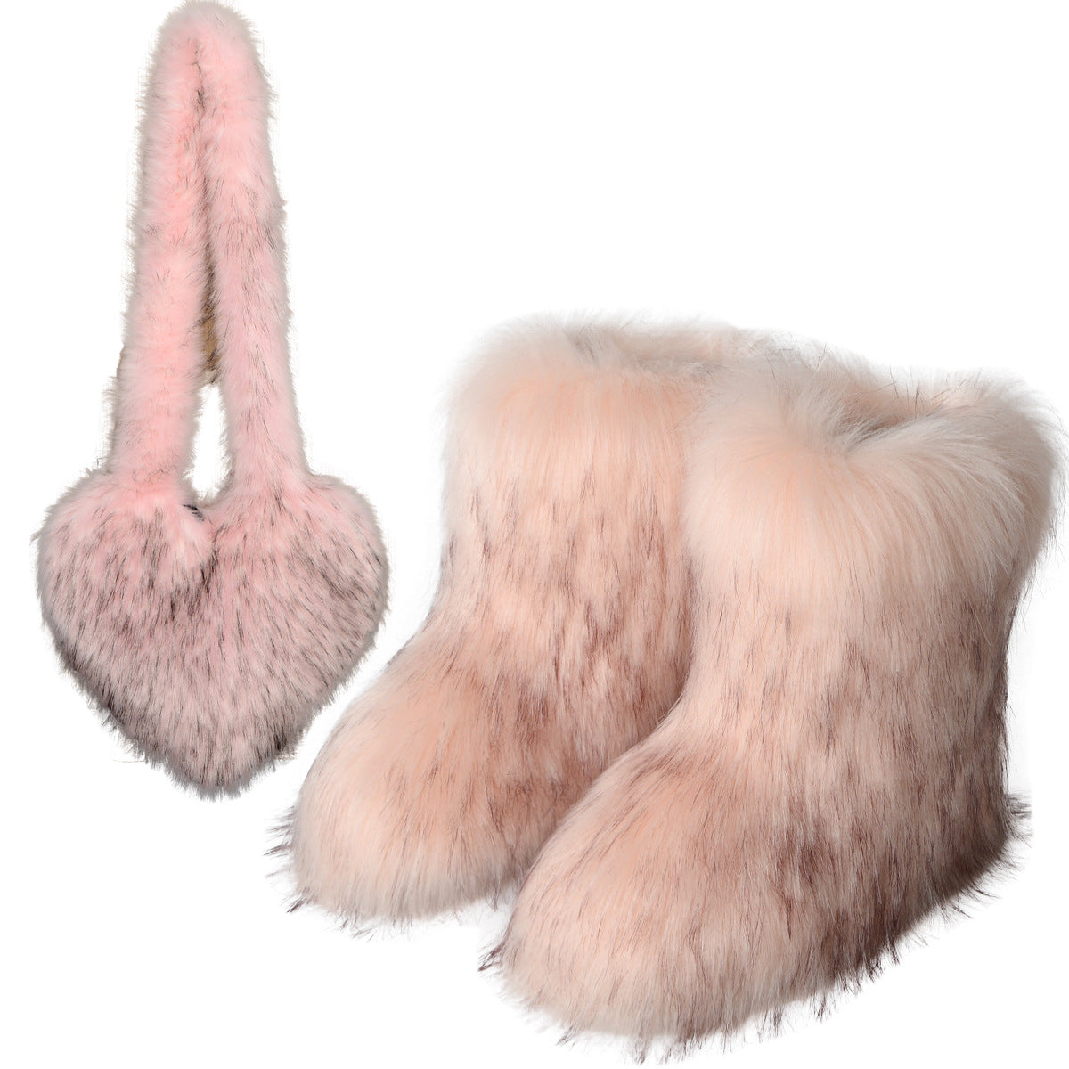 Children's Hot Fried Street Fur Length Plush Bag Snow Boots