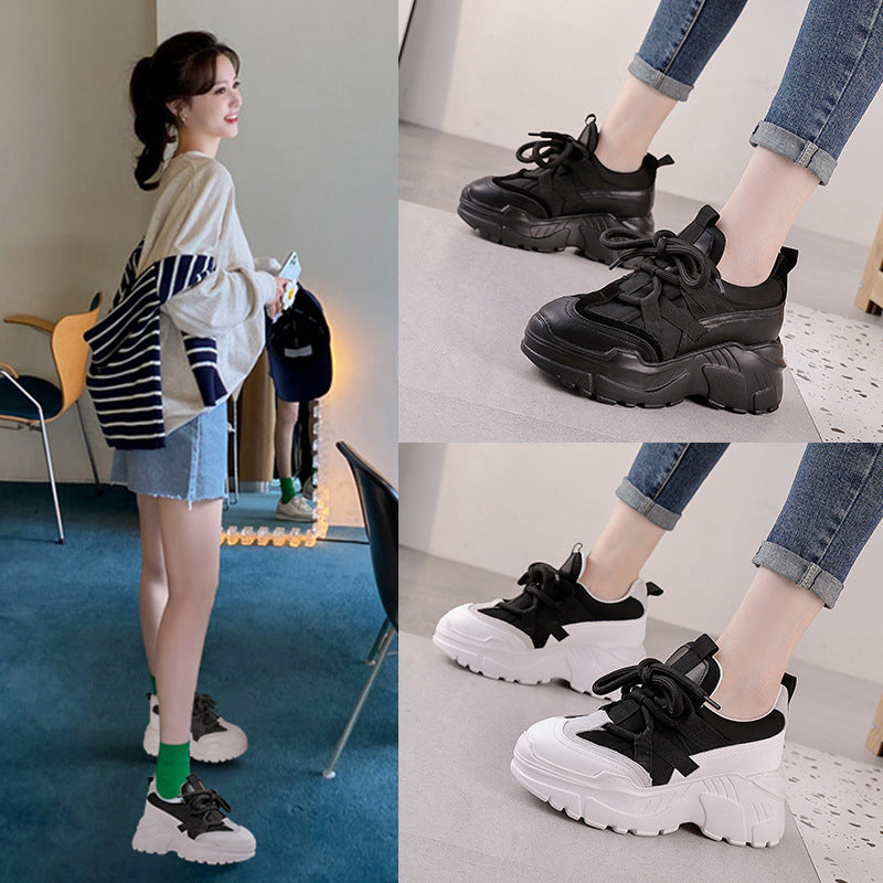 Women's Platform Dad Veet Padded Hidden Elevator Casual Shoes