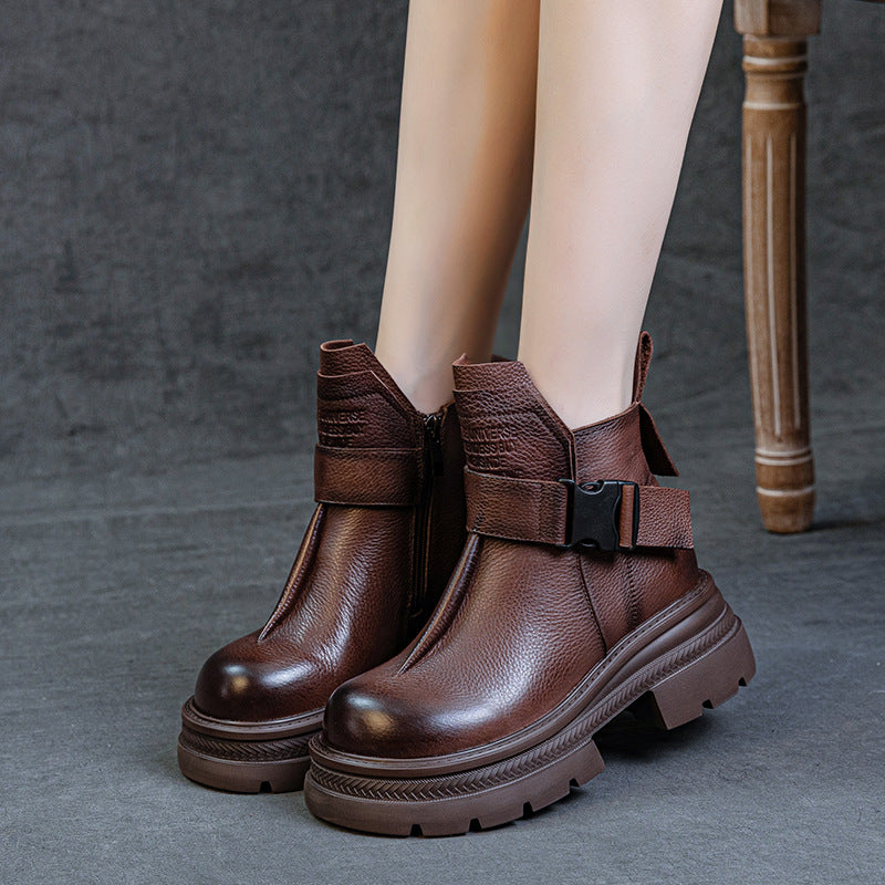 Women's Lightweight Soft Sole First Layer Cowhide Boots