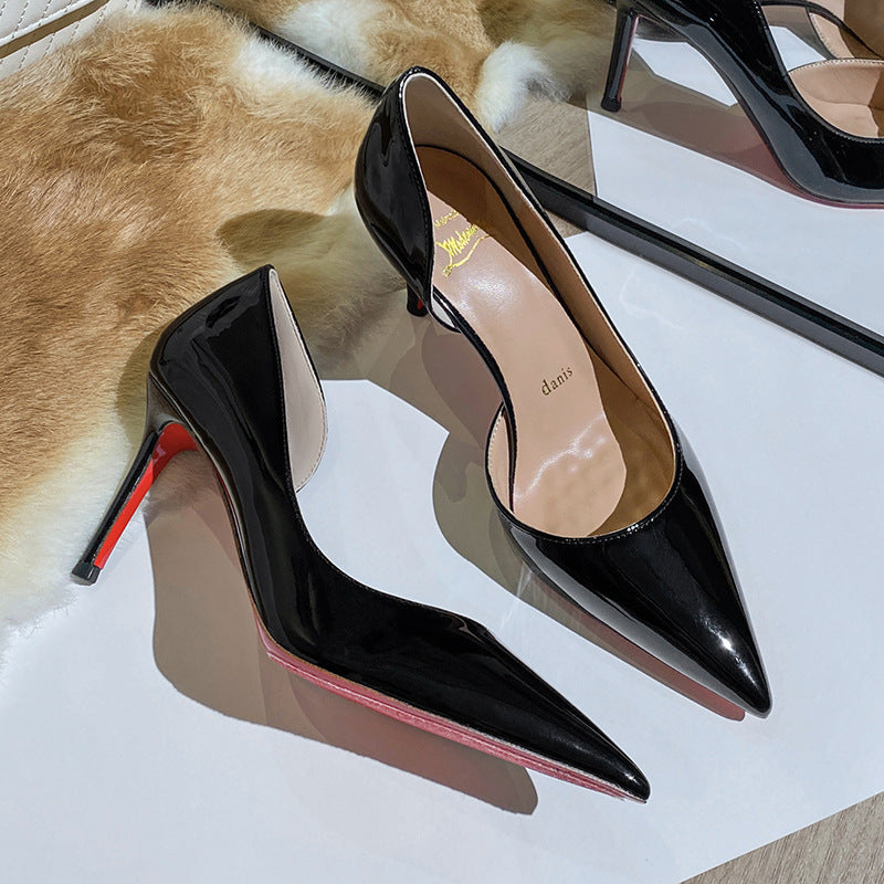 Sexy Not Tired Feet Side Empty High Pointed Stiletto Women's Fashion Shoes