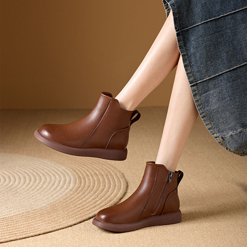 Women's Flat Martin Live Genuine Booties Women's Leather Boots