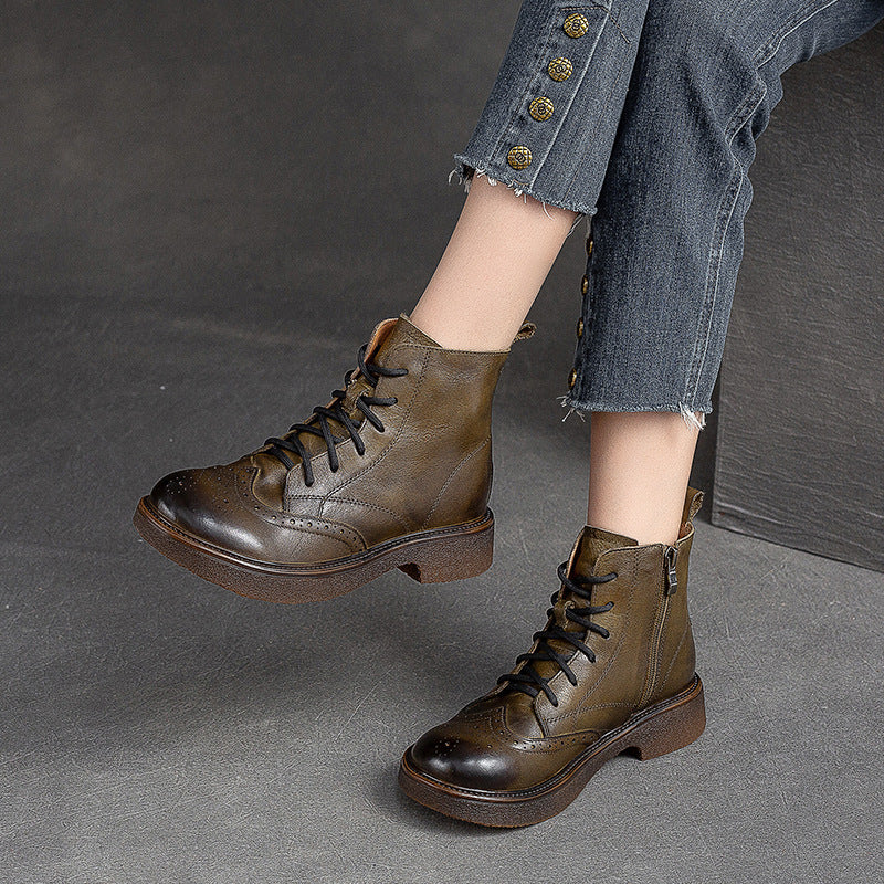 Women's Fashionable Side Zipper Hand-rub Color First Boots