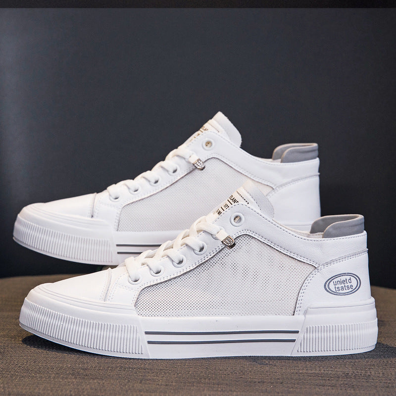 Women's White Summer Breathable Mesh Panel Korean Sneakers