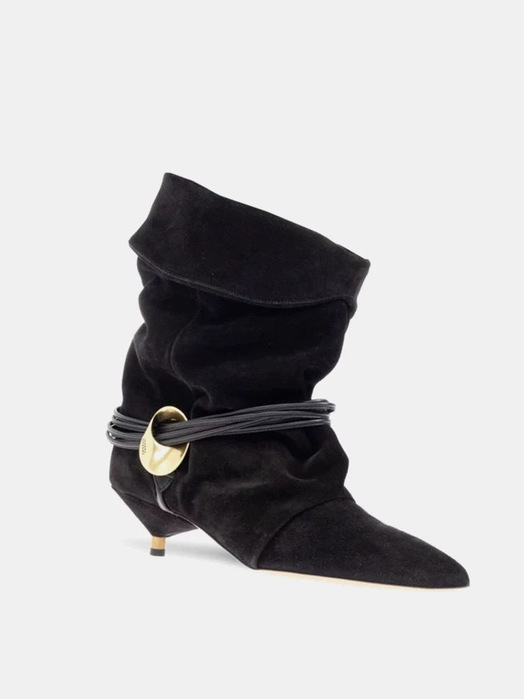 Women's Sheepskin Version Retro Minority Pointed Stiletto Women's Leather Boots