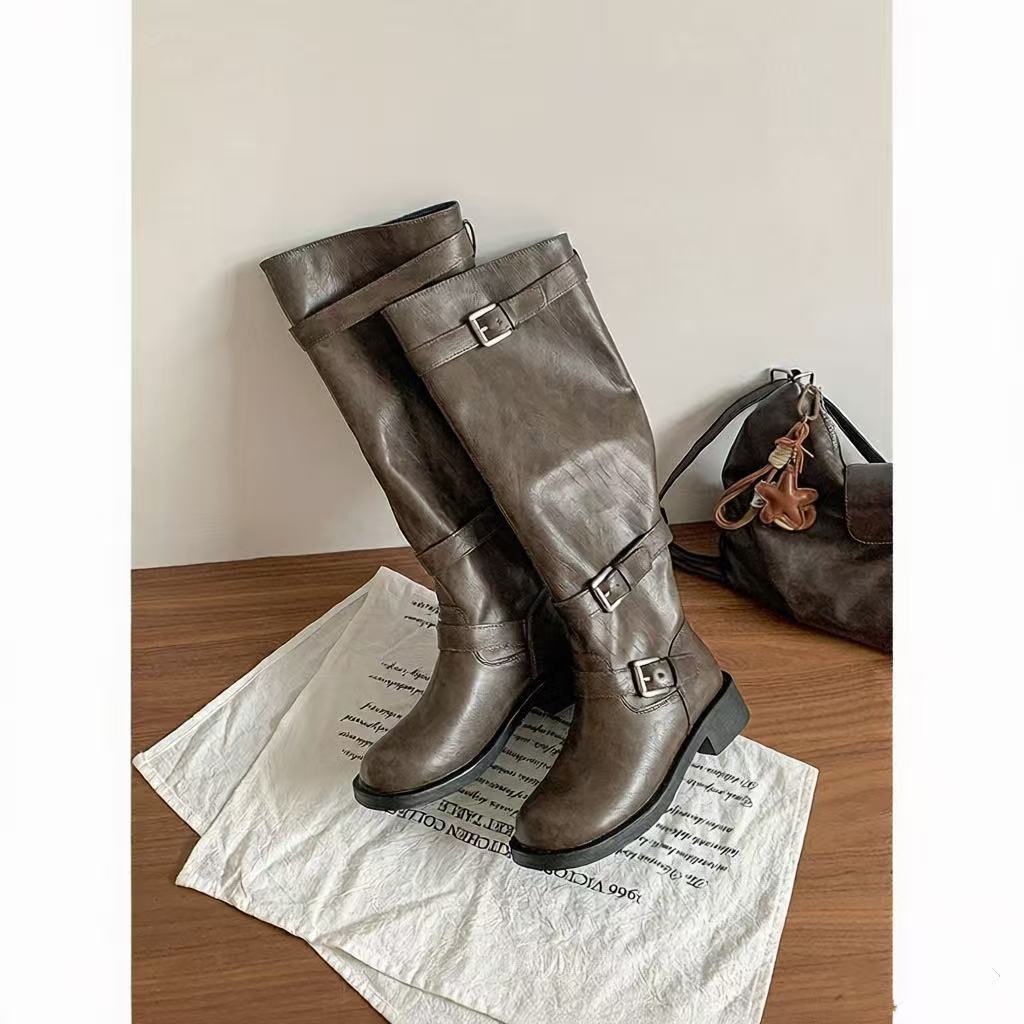 Design Large Tube Circumference Below The Knee Long Female Women's Leather Boots