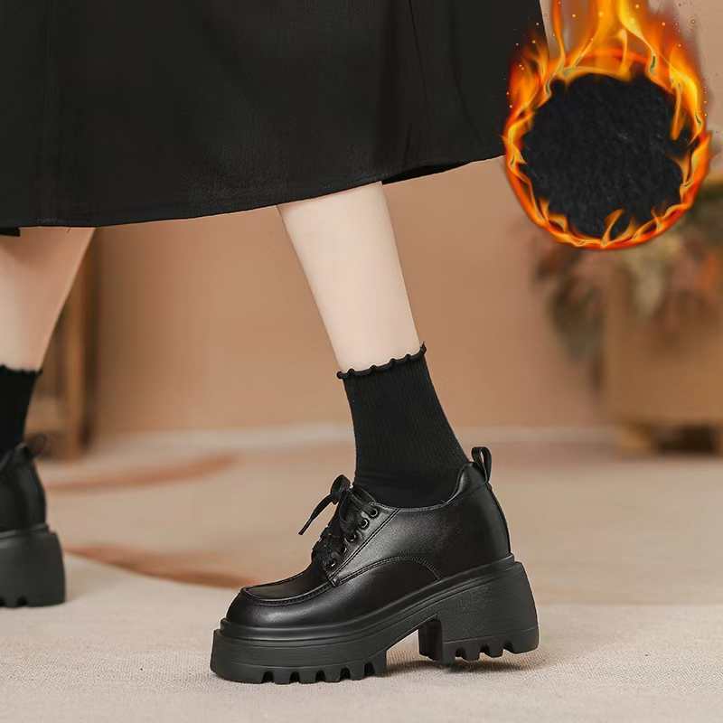 Women's Jane British Style Autumn Black Thin Loafers