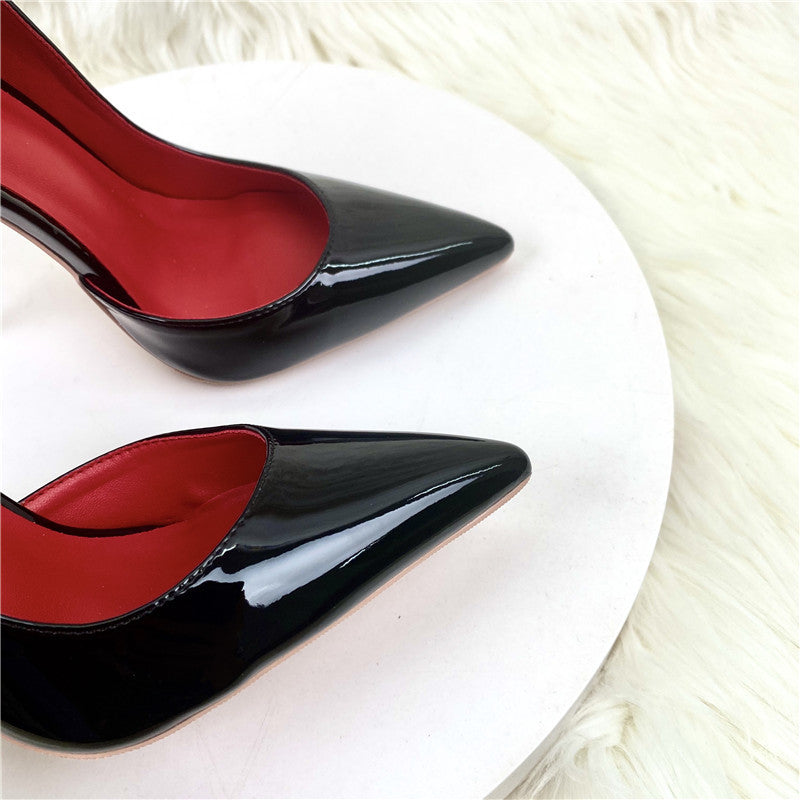 Women's Black Hollow Pointed Toe Shallow Mouth Stiletto Sandals
