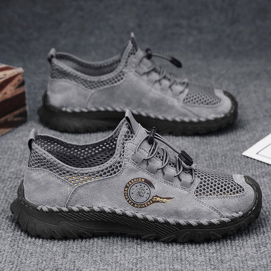 Men's Outdoor Sports Breathable Comfortable Pigskin Mesh Casual Shoes