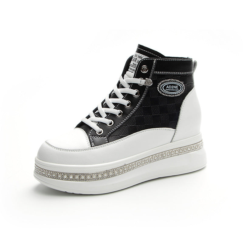 Women's Genuine Made Korean Hidden Platform European Casual Shoes