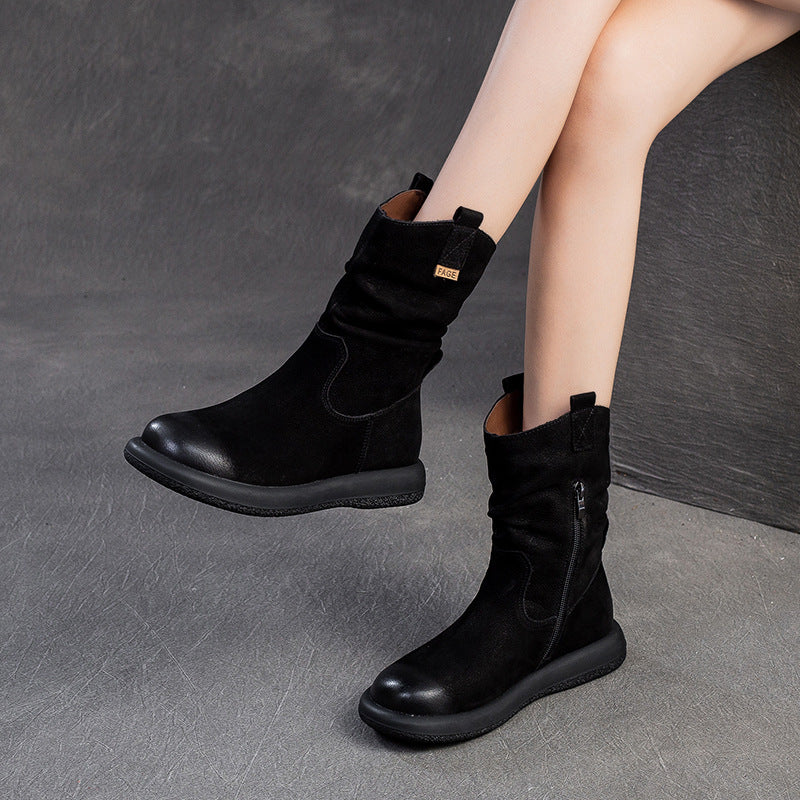 American Retro Middle Western Denim Knight Boots