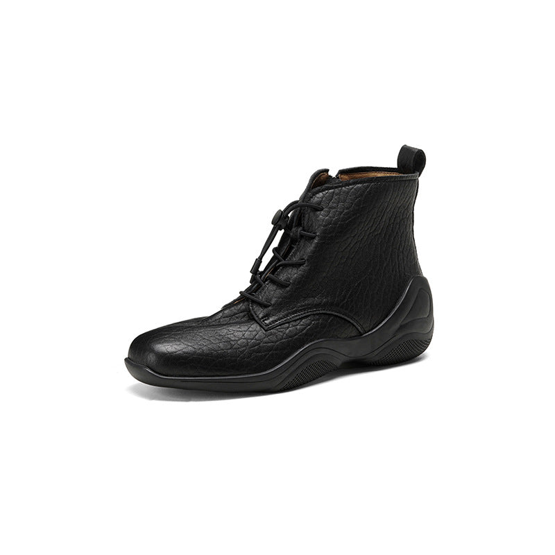 Women's Sports Bottom Chelsea Ankle Low Sheepskin British Style Handsome Side Heels