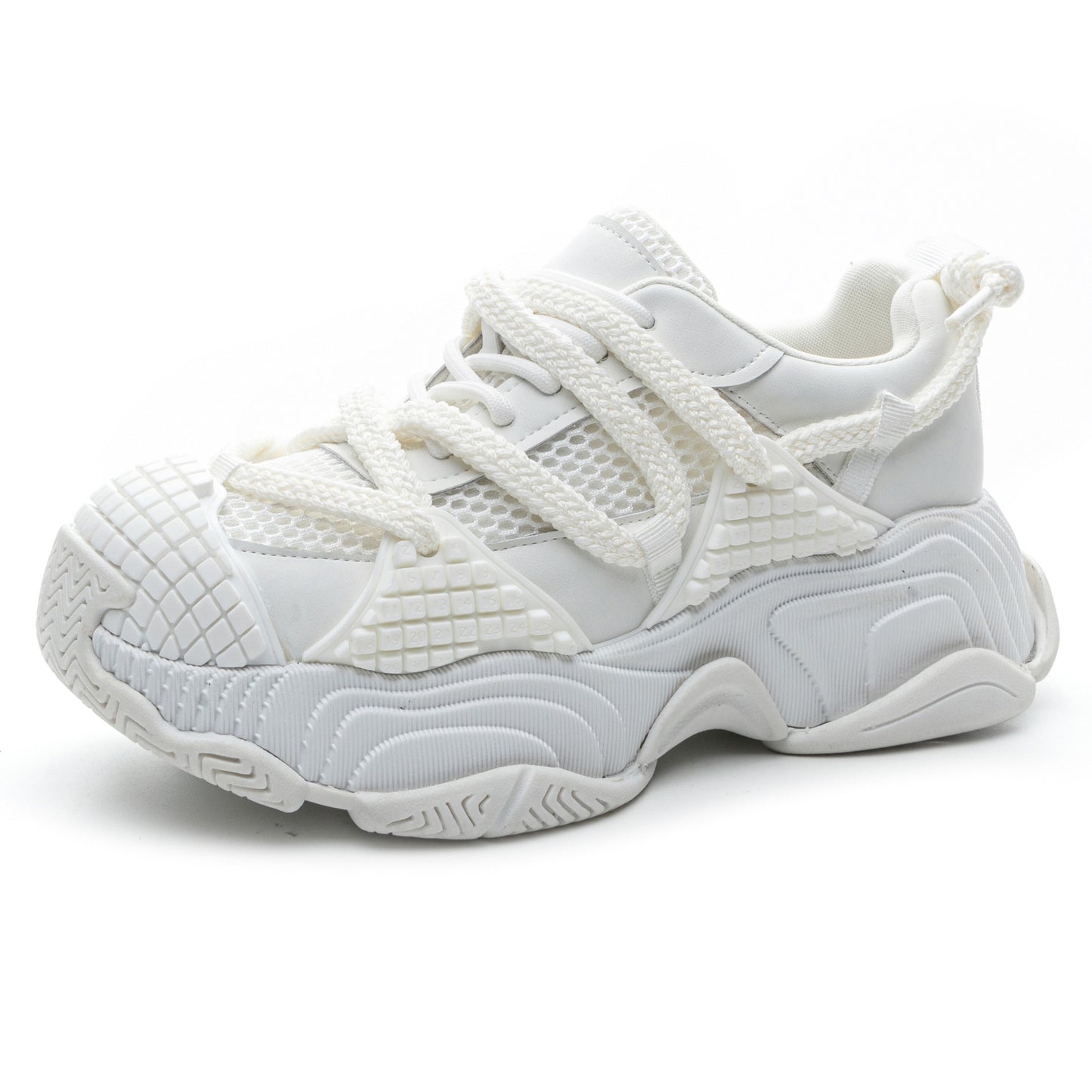 Women's Surface Round Head Platform Dad Stitching Personal Heels