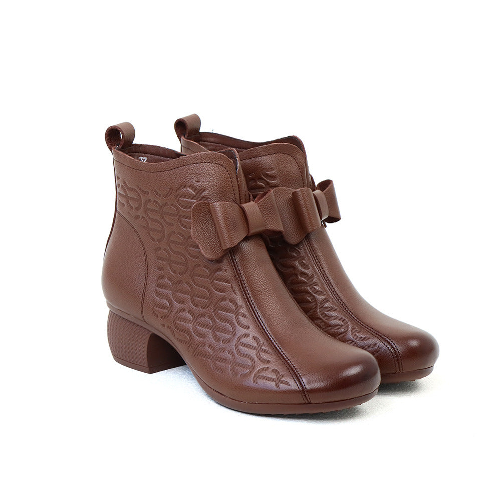 Women's Genuine Retro Medium Chunky Soft Bottom Surface Comfortable Ethnic Style Women's Casual Shoes