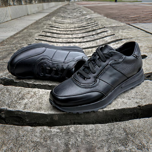 Men's Genuine Platform Full Cowhide Breathable Versatile Sneakers