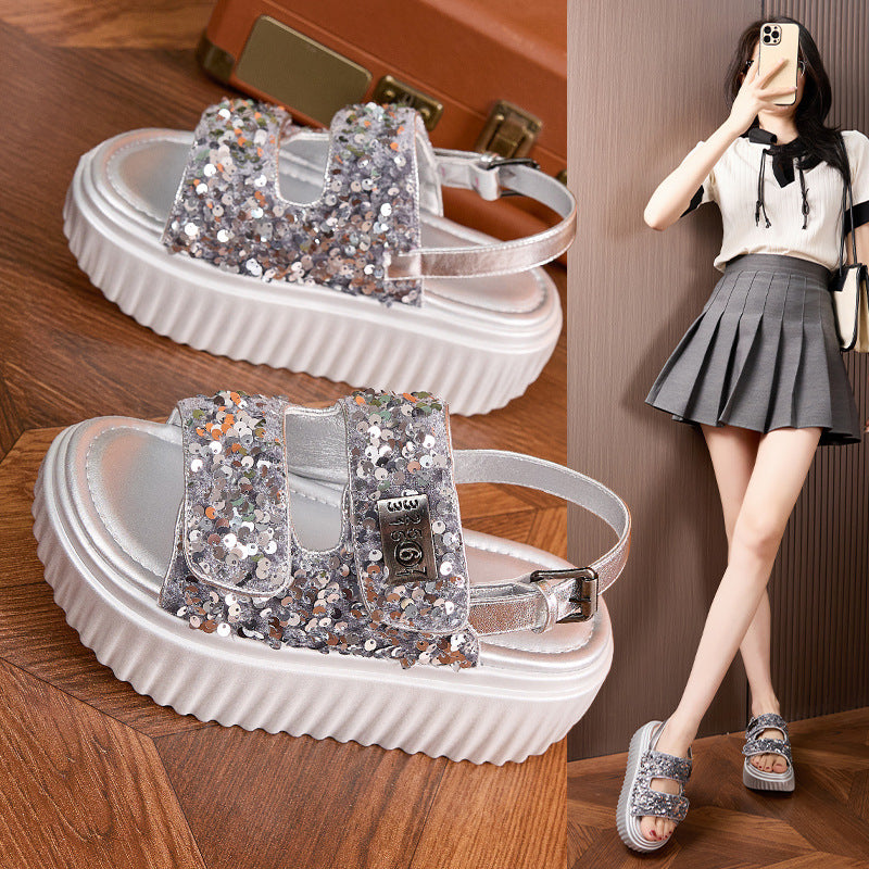 Women's Platform Summer Rocking Sequin Fashion Outdoor Sandals