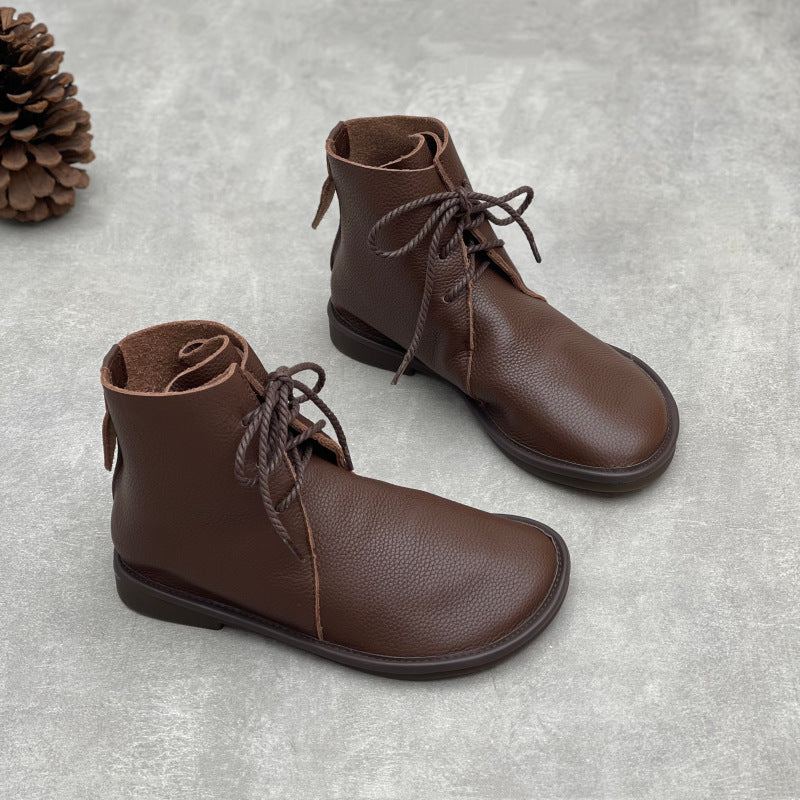 Round Toe British Style Artistic Lace Up Boots