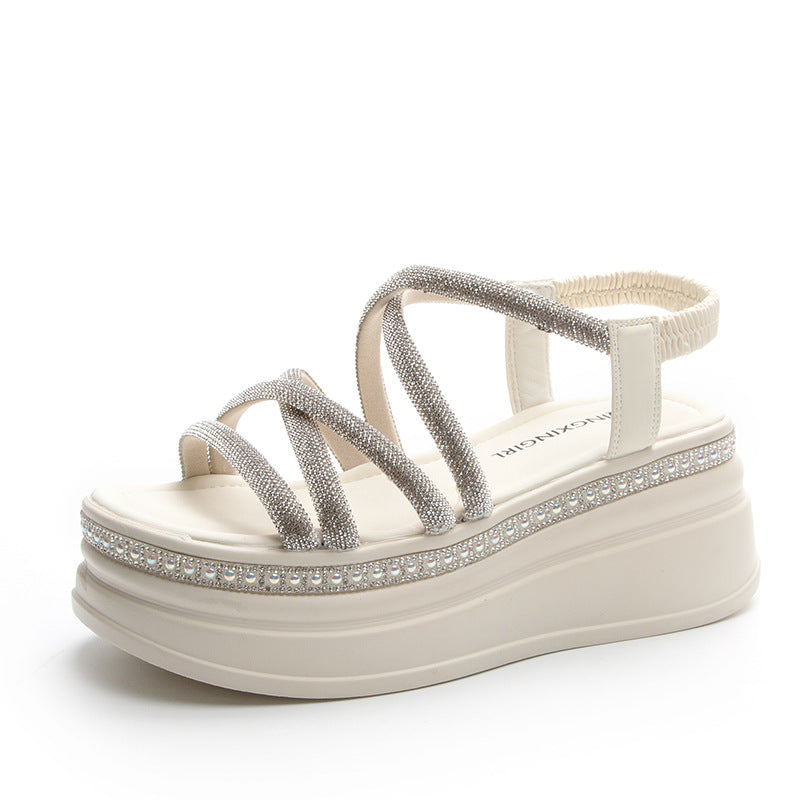 Women's Roman Summer Rhinestone Fashion Platform Height Sandals
