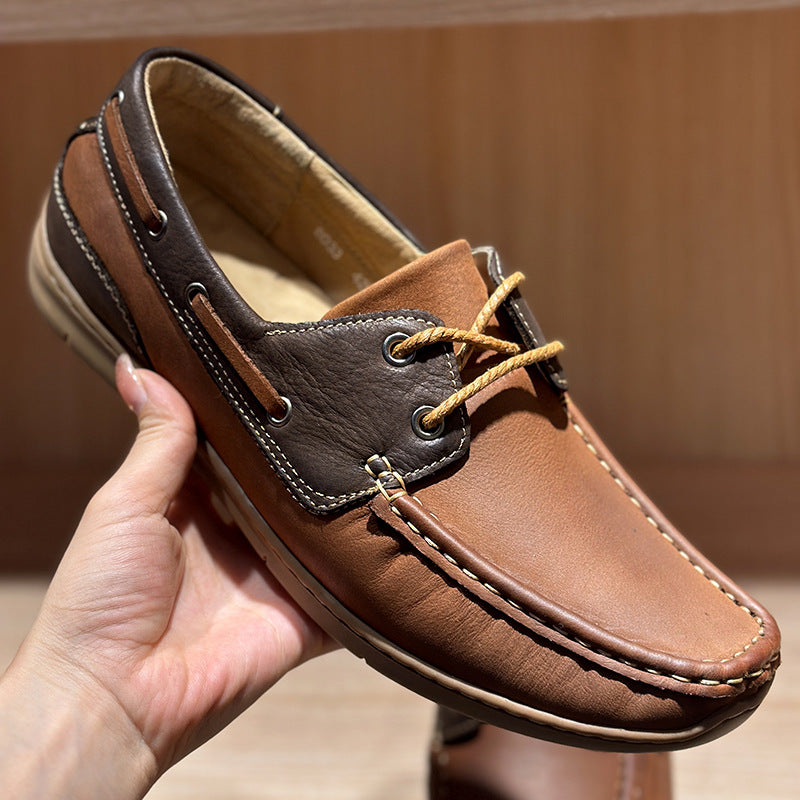Men's First Layer Cowhide Lightweight Pumps Fashion Retro Men's Casual Shoes