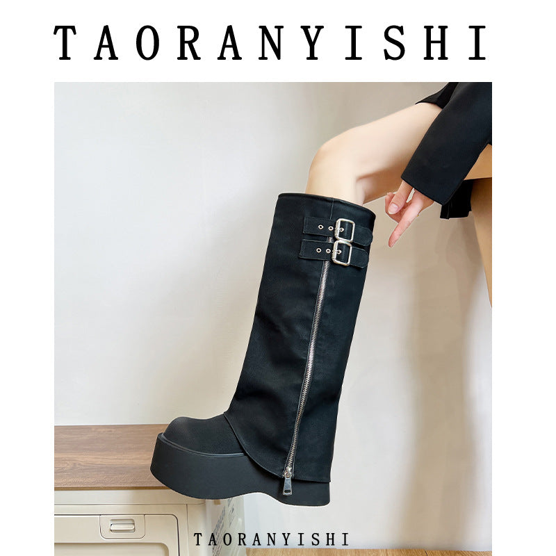 Thick Bottom Knee-high Below The Knee Boots