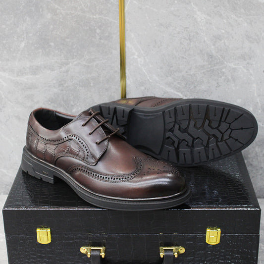 Men's Brogue British Style Crocodile Pattern Wedding Platform Leather Shoes