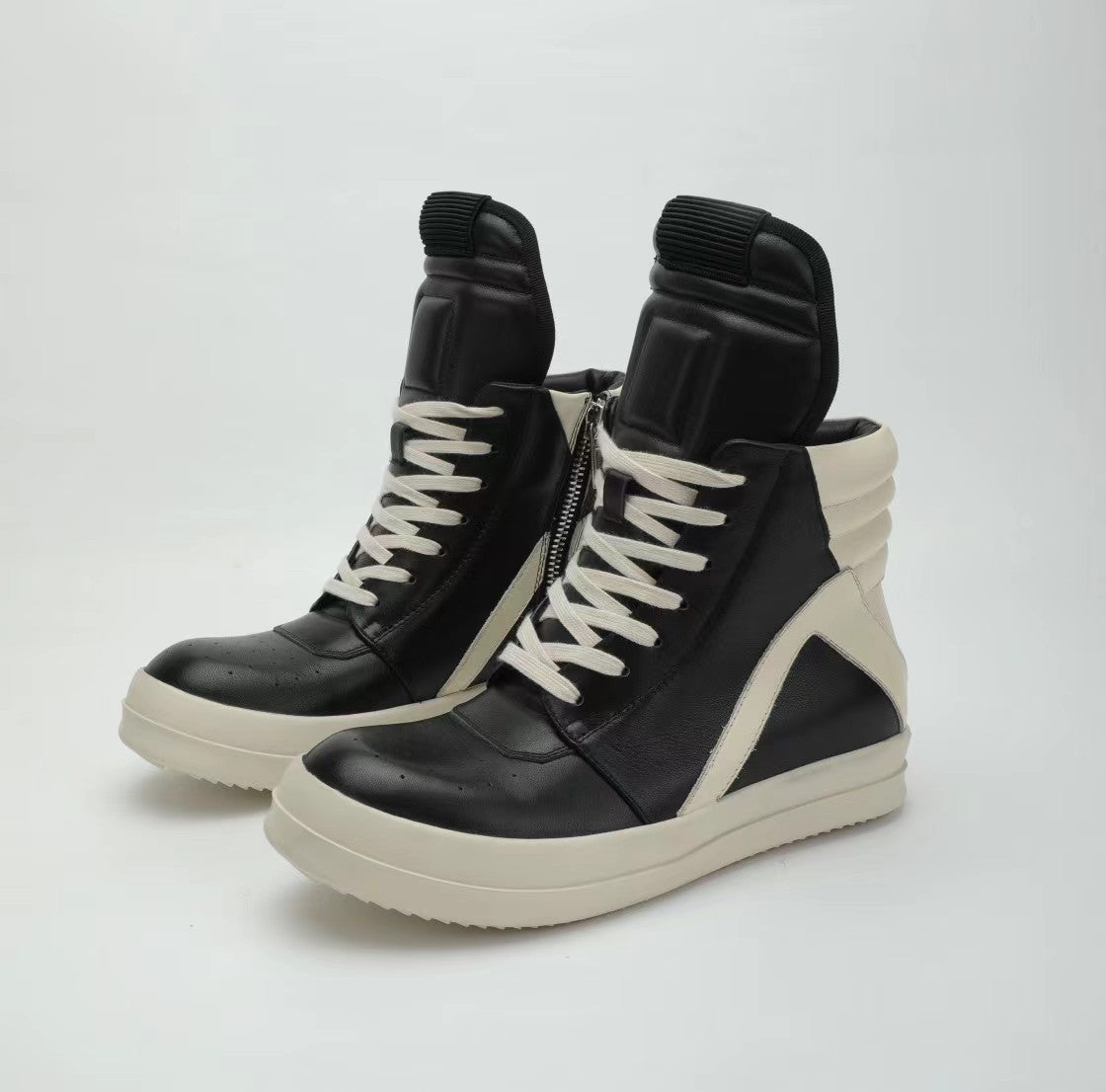 Men's White Large Inverted Triangle Cowhide Plus Men's Shoes
