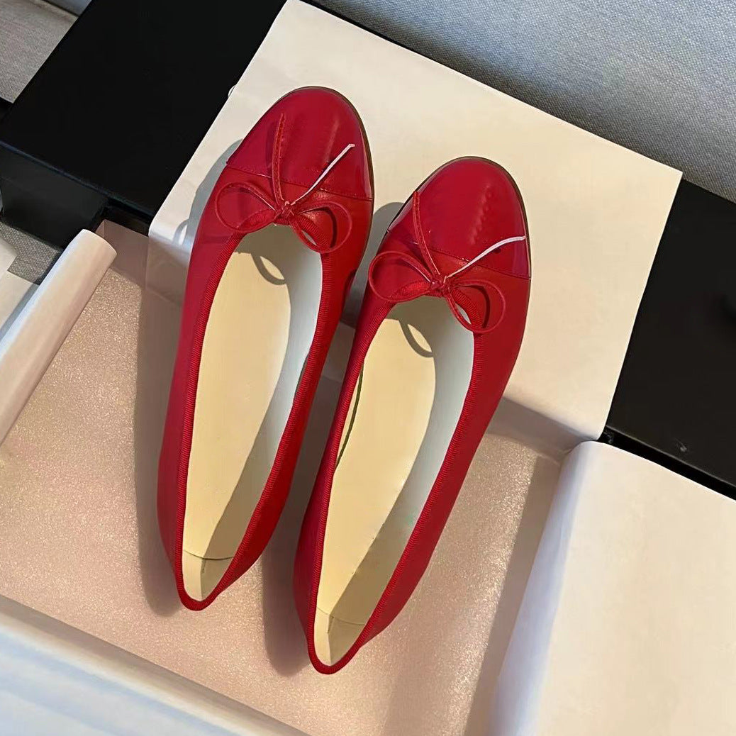 Women's Early Spring Classic Style Flat Pumps Round Head Shallow Mouth Women's Casual Shoes