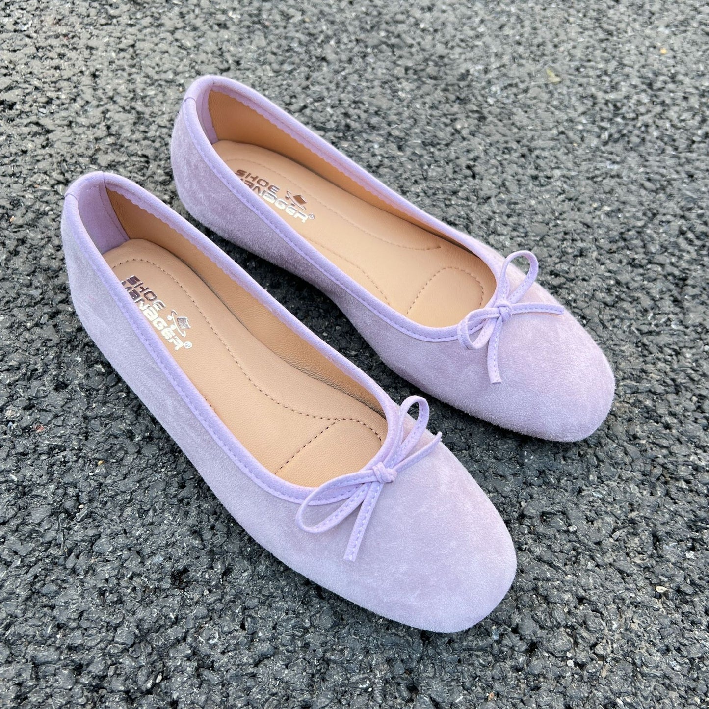 Women's Color Ballet Sheep Split Slip-on Bow Casual Shoes