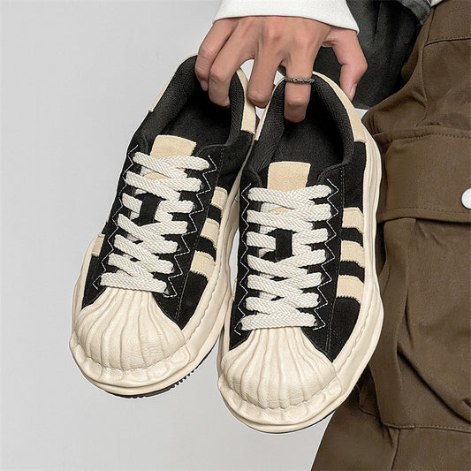 Toe Dissoed Niche Patchwork Retro Zebra Color Sneakers