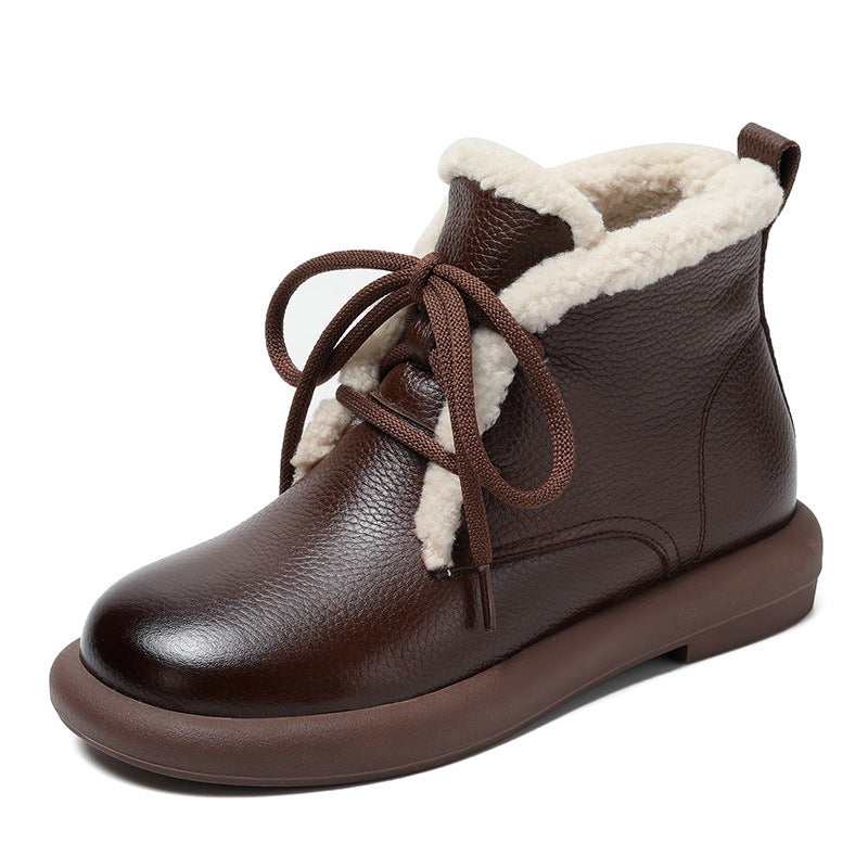 Women's Grain Cow Personality Characteristic Big Cotton Snow Boots
