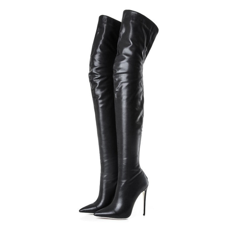 Women's Toe Back Zipper Stiletto Stovepipe Over The Heels