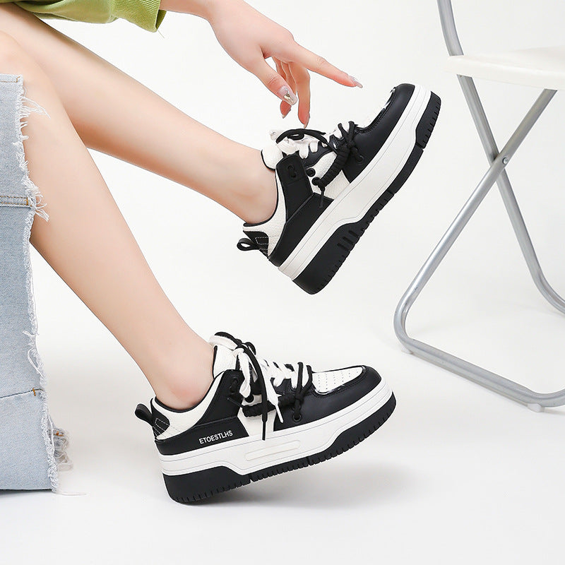 Women's Straight Hair Genuine Board Versatile Platform Sneakers