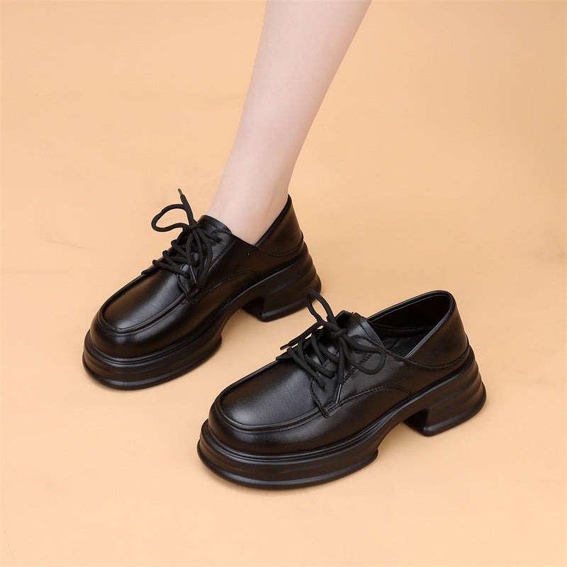 Women's Brown Retro Spring Thick-soled Two-way Thin Small Women's Fashion Shoes