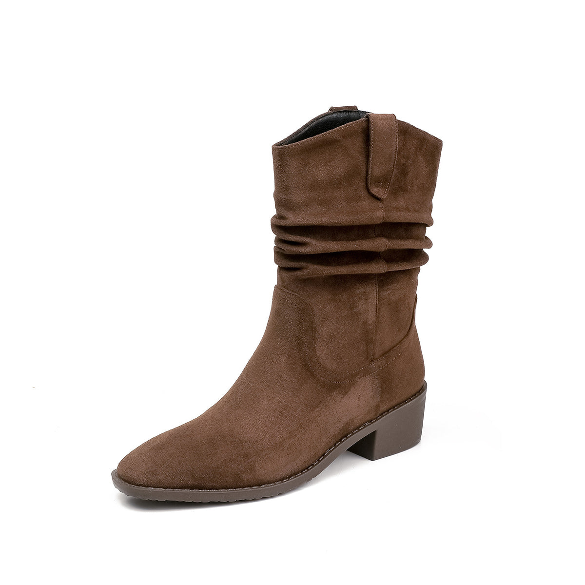 Women's Height Increasing Insole Suede Western Pile Style Retro Small Women's Leather Boots