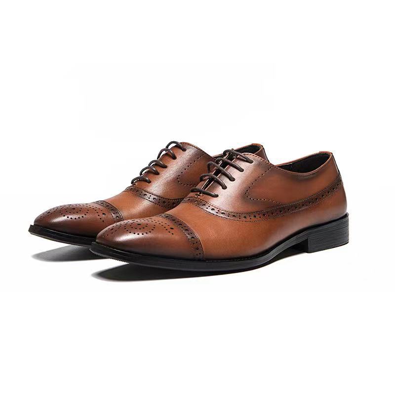Brogue Oxford Top Layer Cowhide Breathable Leather Shoes