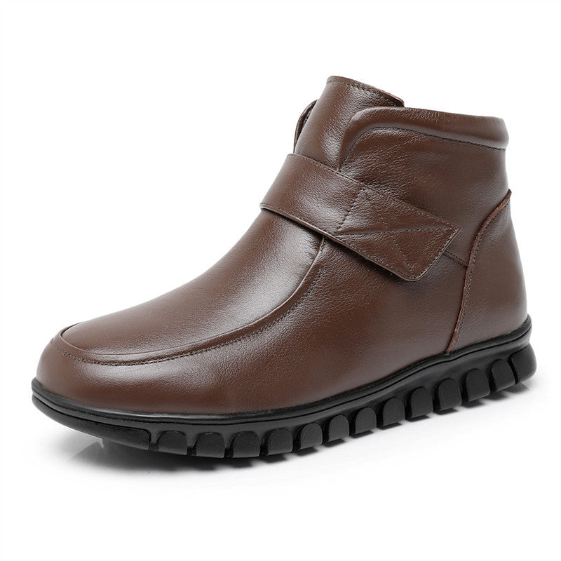 Women's Mother's Cotton Winter Thermal Cowhide Soft Bottom Women's Shoes