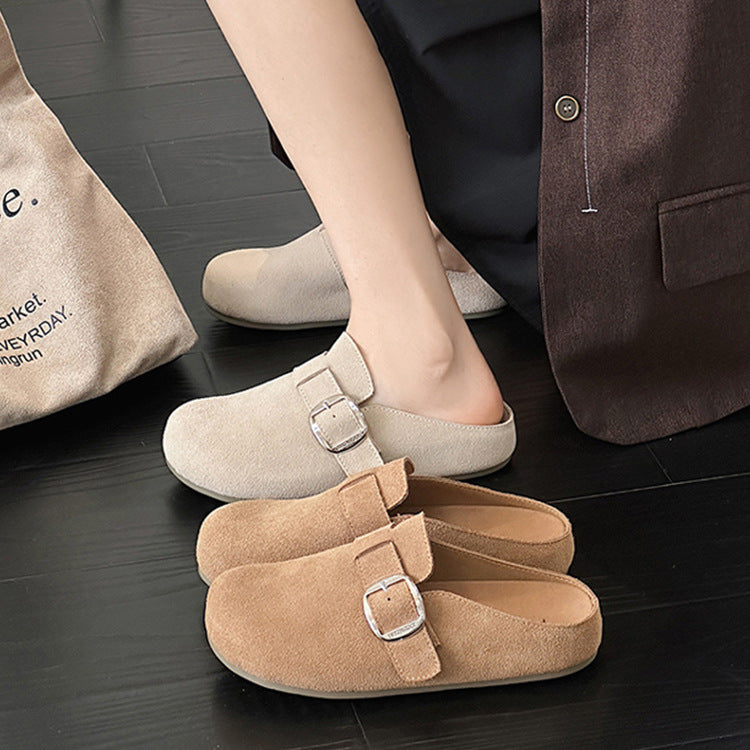 Women's Toe Box Semi Outer Wear Light Soft Bottom Slip-on Sandals