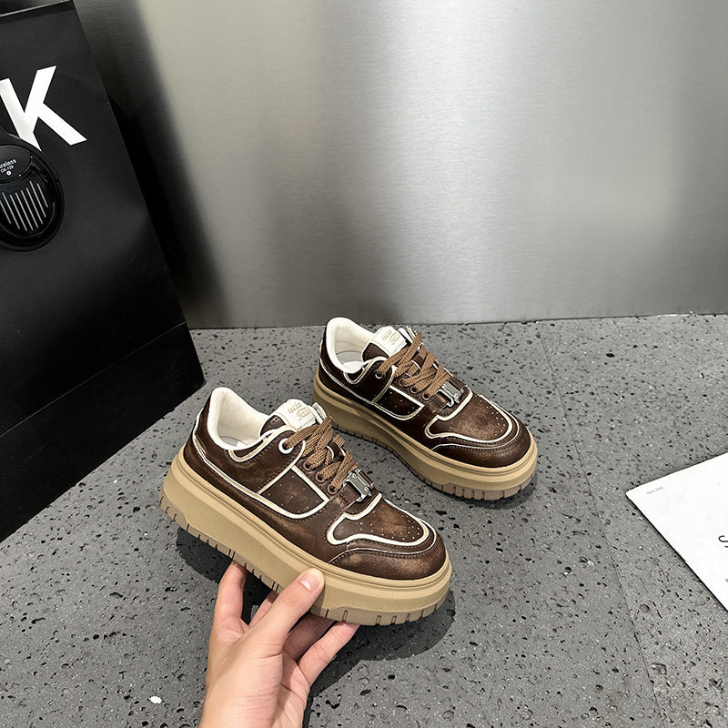 Women's White Thick Sole Increased Soft Breathable Bread Muffin German Training Women's Casual Shoes