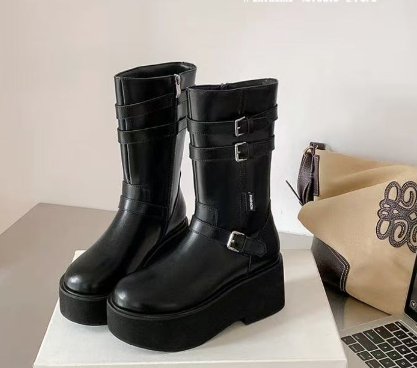 Women's Knight Thick Bottom Increased Shorty Long Boots