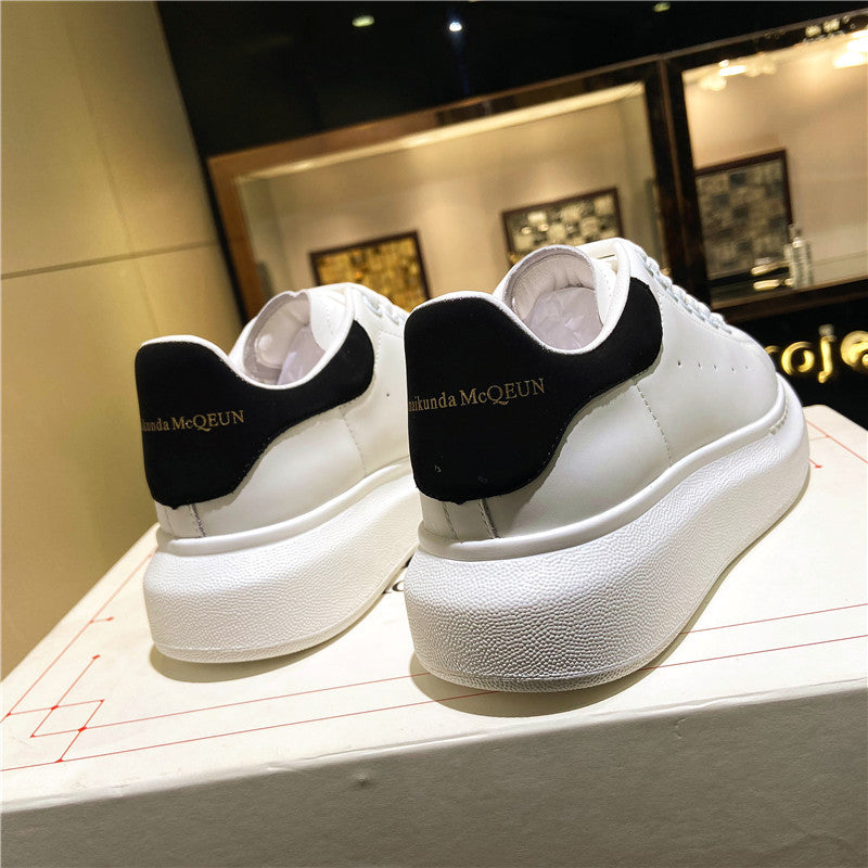 Women's Mcqueen White Genuine Platform Invisible Elevated Casual Shoes