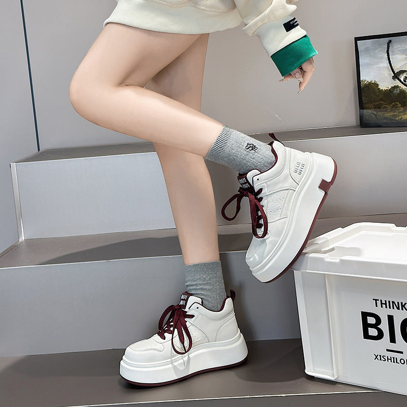 Women's White Trendy High Top Wild Platform Sneakers