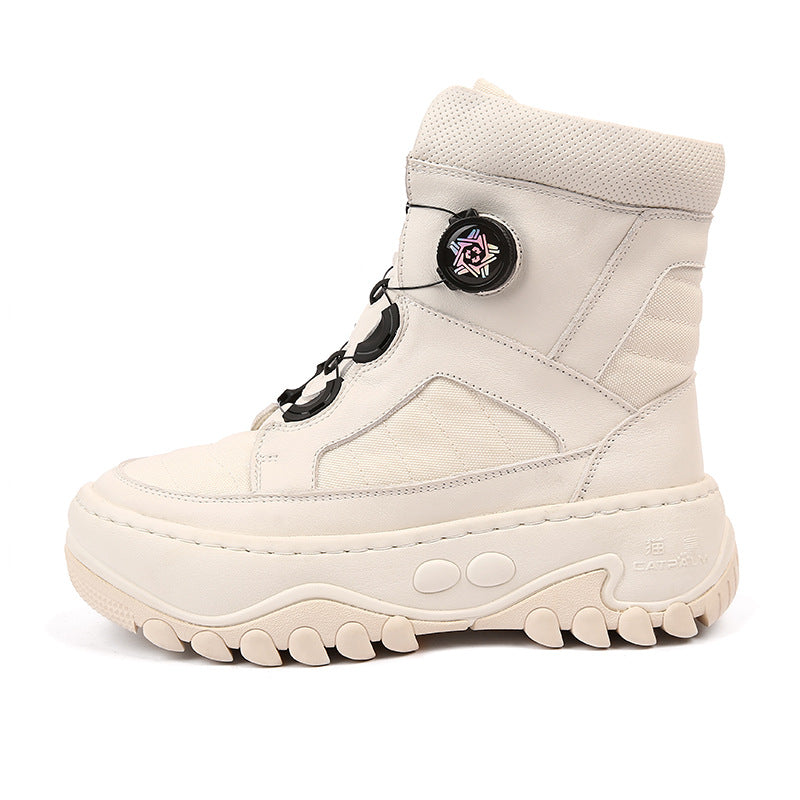 Women's Wool Fur Integrated Northeast Thickened Warm White Snow Boots