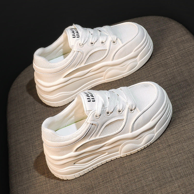 Women's Hidden White Small Spring Fashionable Genuine Sneakers