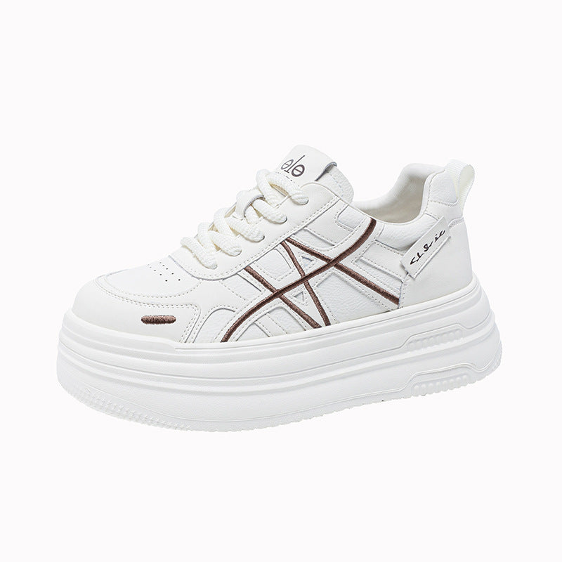 Women's White Spring Board Flat Soft Bottom Ultra Light Large Women's Casual Shoes